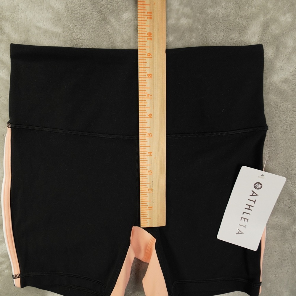 Athleta Elation Tipped Shortie Women's Medium Black Pink Mid Rise 782124 - Picture 3 of 11